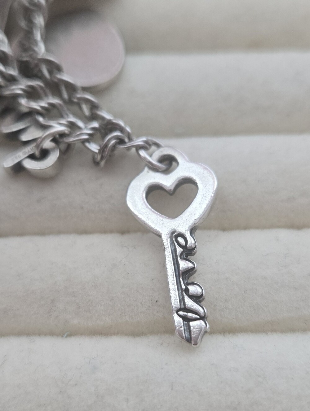 James Avery Retired Silver 'Love' Heart Key Charm